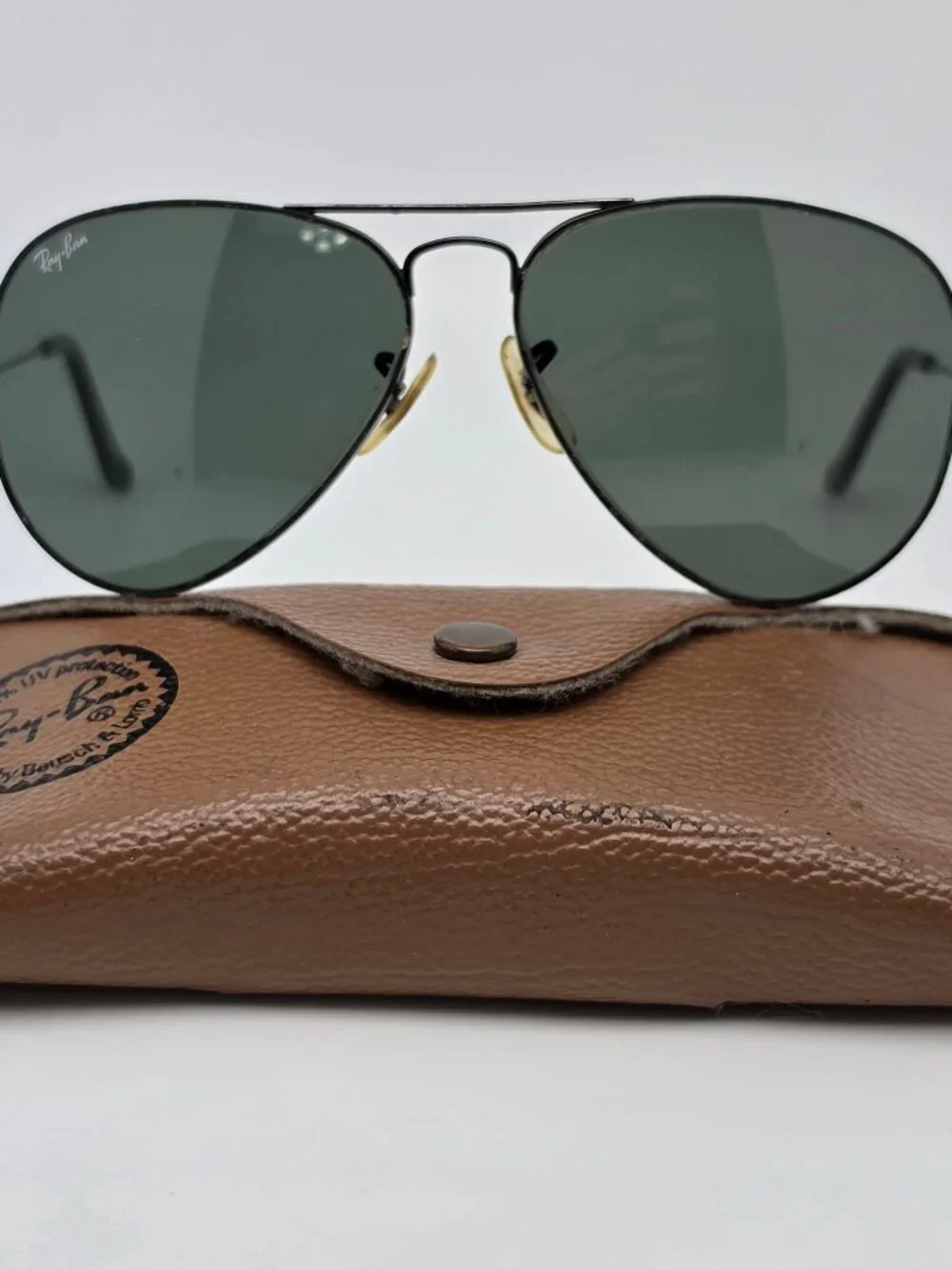 Ray-Ban B&L L2823 Black Chrome G-15 Green Glass Lens Aviator Sunglasses w/ Case